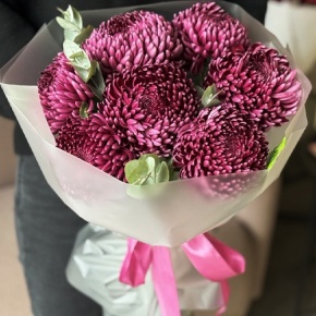 Букет "Виноградный" из 7 хризантем Бигоуди в Голицыно