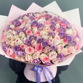 Букет из 101 розы нежный микс (40 см) в Голицыно