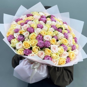 Букет "Желаю тебе" из 101 розы микс (50 см) в Голицыно