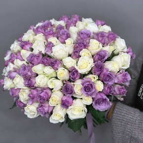 Букет "Фиолетовый микс" из 101 розы (40 см) в Голицыно