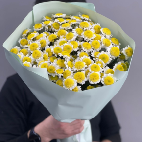 Букет "Моё солнышко" из 17 хризантем сантини  в Голицыно