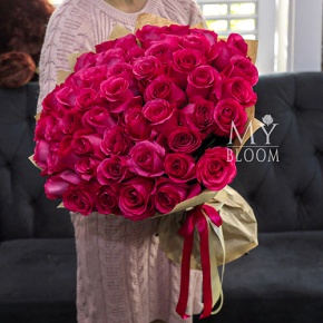 Букет 51 роза Эквадор Пинк Флоид (60 см) в Голицыно