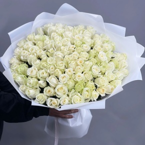 Букет "Лебединая верность" из 101 белой розы (60 см) в Голицыно