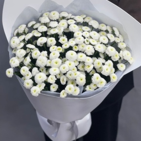 Букет "Белая дымка" из 25 хризантем сантини в Голицыно