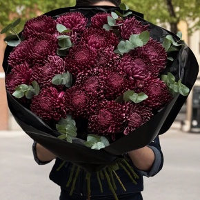 Букет из 21 винной хризантемы Бигоуди в Голицыно