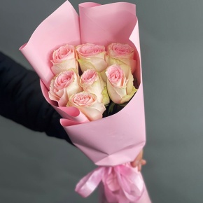 Букет 7 Кенийских розовых роз (40 см) в Голицыно