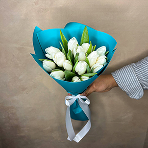 Букет 15 белоснежных тюльпанов в Голицыно
