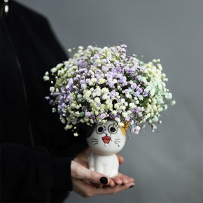 Композиция из гипсофил в керамическом кашпо в Голицыно