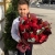 Букет с георгинами, розами и леукадендроном в Голицыно Букет с георгинами, розами и леукадендроном в Голицыно